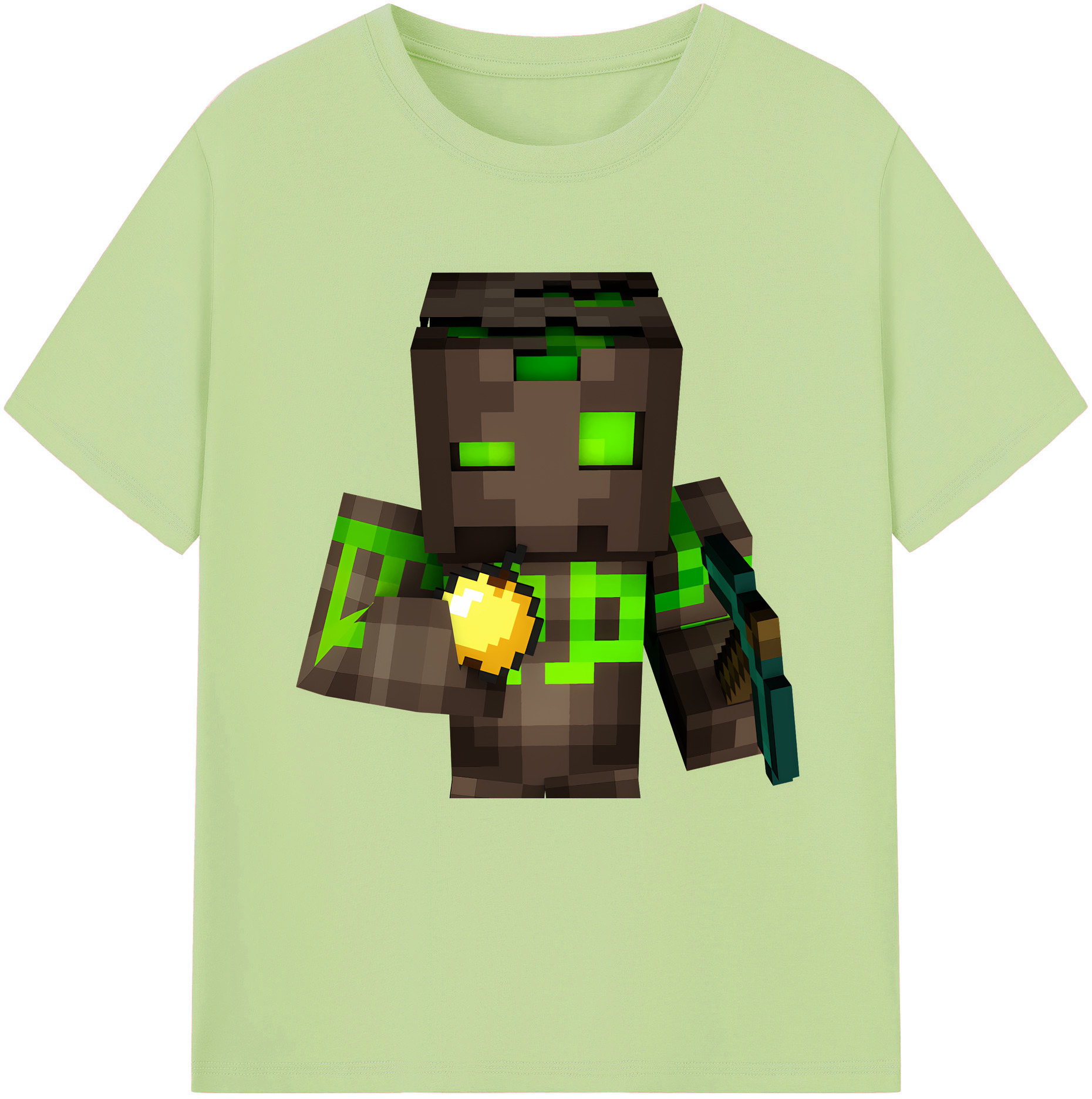 （画像用） マインクラフト ブロックの世界 Minecraft MC Block world 綿100％半袖Tシャツ（フロントプリント）